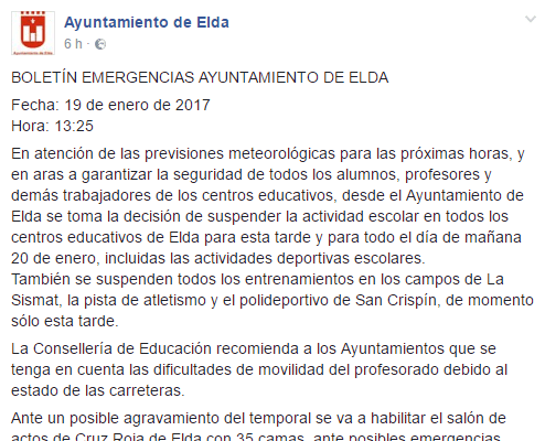 BOLETÍN EMERGENCIAS AYUNTAMIENTO DE ELDA