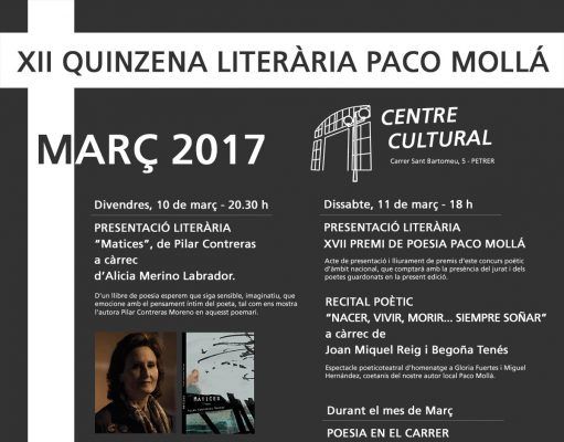 Una asturiana y una chilena ganadoras del Certamen nacional de Poesía Paco Mollá 2016 de Petrer