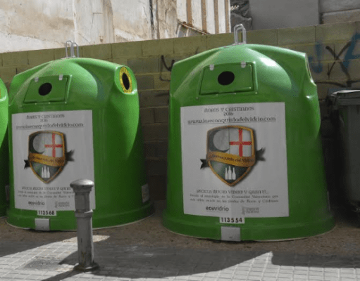 La campaña para el reciclaje del vidrio aumenta un 85% las toneladas recogidas durante las fiestas de Moros y Cristianos de este año