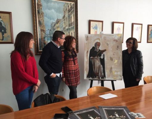 La eldense Lola González, autora del cuadro de la Mayordomía de San Antón