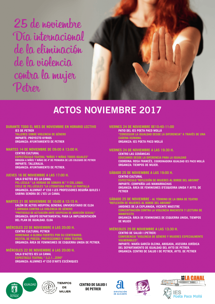 Actividades en torno al 25 Noviembre en Petrer | NEDEldaSN