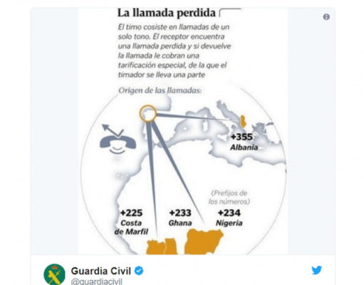 El timo de la llamada perdida vuelve a la carga | vía Guardia Civil