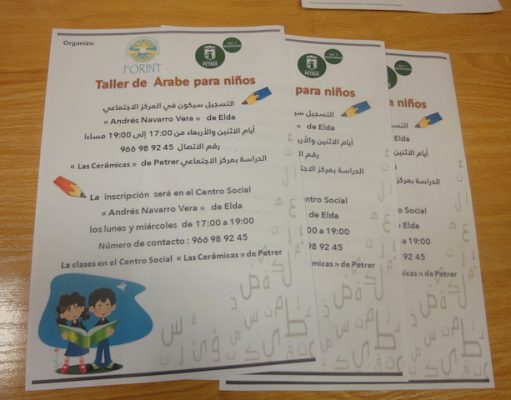 Taller de árabe para niños y niñas migrantes en Petrer