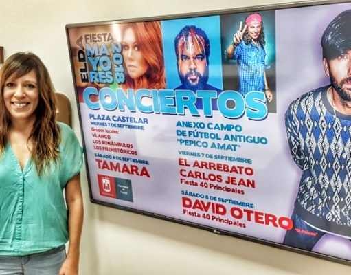 Fiestas Mayores de Elda – David Otero (El Pescao), El Arrebato, Carlos Jean y Tamara, conciertos gratuitos.