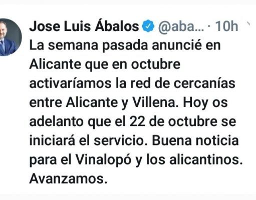 EL SERVICIO DE CERCANÍAS EN LA COMARCA DEL VINALOPO YA ES UNA REALIDAD