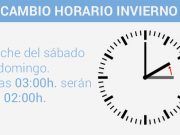 Llega el cambio de hora de octubre Cambio de hora - horario de invierno