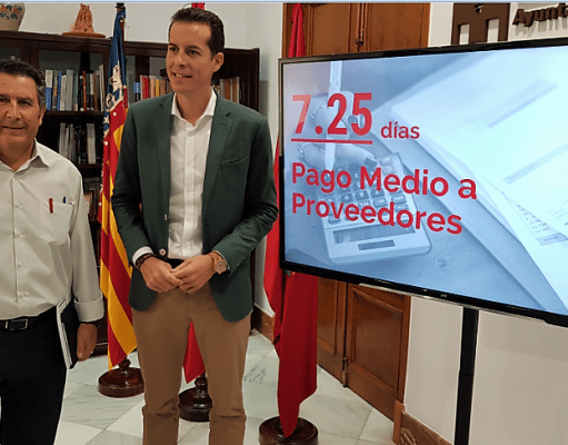 El Ayuntamiento de Elda, sitúa en 7 días el Pago Medio a Proveedores, lo que permitirá desbloquear 3,5 millones del superávit para inversiones