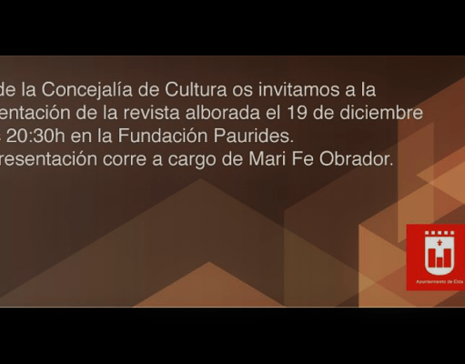 Presentación de la 61ª edición de la revista Alborada, miércoles 19 de diciembre a las 20:30h, en la Fundación Paurides Presentación Revista Alborada 2018