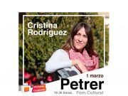 Compromís celebra un acto abierto de Primarias en el Forn Cultural de Petrer, el viernes 1 de marzo a partir de las 19:30 horas La eldense Cristina Rodríguez, candidata a la lista por la circunscripción de Alicante.