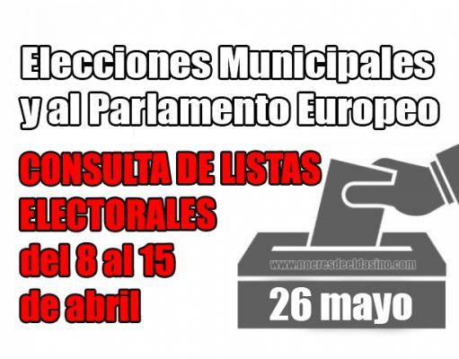 Las listas electorales se podrán consultar en la OMAC del Ayuntamiento de Elda del 8 al 15 de abril Elecciones Municipales Elda y Europeas