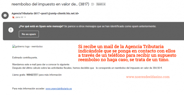 Email Fraude Hacienda Renta 2018