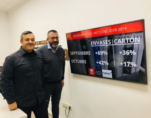 La recogida de cartón y envases en Elda aumenta un 41%, 41,74 toneladas en septiembre de 2019