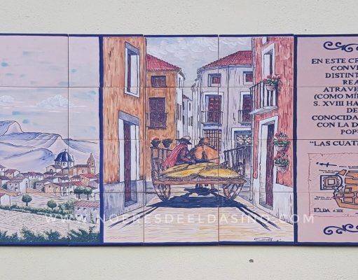 Una placa de cerámica recuerda desde hoy la ubicación de ‘Las cuatro esquinas’ en el siglo XVIII |Elda