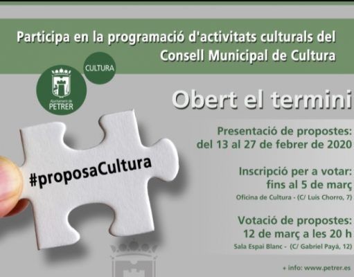 Convocada la séptima edición de Proposa Cultura, para decidir, desde la participación de vecinos y colectivos, acciones en el ámbito de la cultura