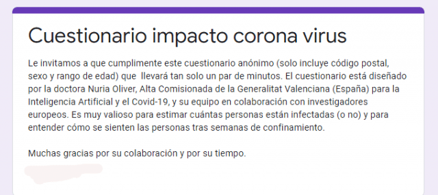 Cuestionario impacto coronavirus