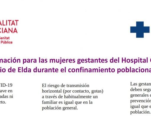 Protocolo de acompañamiento en pacientes ingresadas a cargo del servicio de obstetricia y ginecología. Información para las mujeres gestantes del Hospital G. U. de Elda durante el confinamiento poblacional ( Covid-19)