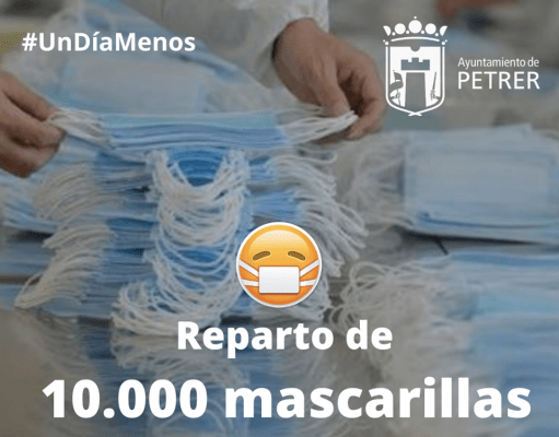 El Ayuntamiento de Petrer repartirá mañana 10.000 mascarillas Mascarillas Petrer