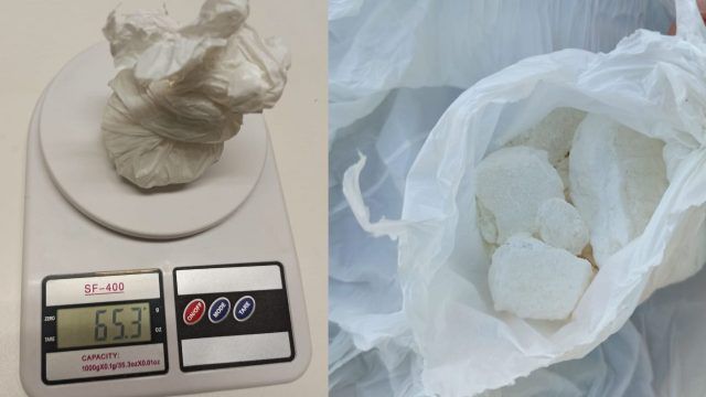 Bolsa con 65 gramos de cocaína