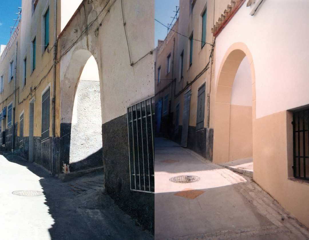 El arco antes y después de la restauración. Foto: Museo Dámaso Navarro.