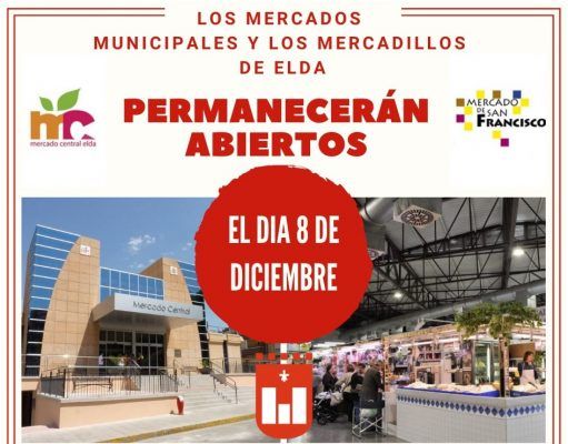 El próximo martes 8 de diciembre abrirán los Mercados Municipales y los Mercadillos de Elda en su horario habitual Mercados y mercadillo Elda 8-12-2020