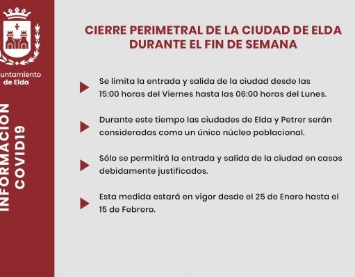 La Policía Local de Elda vigilará el cumplimiento del confinamiento perimetral mediante controles en puntos fijos y también de manera aleatoria