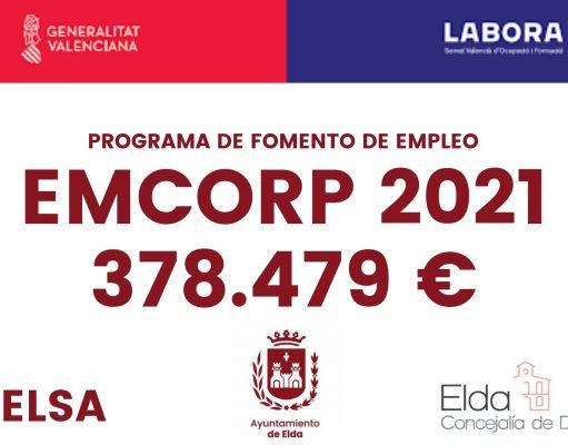 El Ayuntamiento de Elda solicita más de 378.000 euros de los fondos EMCORP 2021 para la contratación de 28 personas mayores de 30 años EMCORP-2021-ELDA