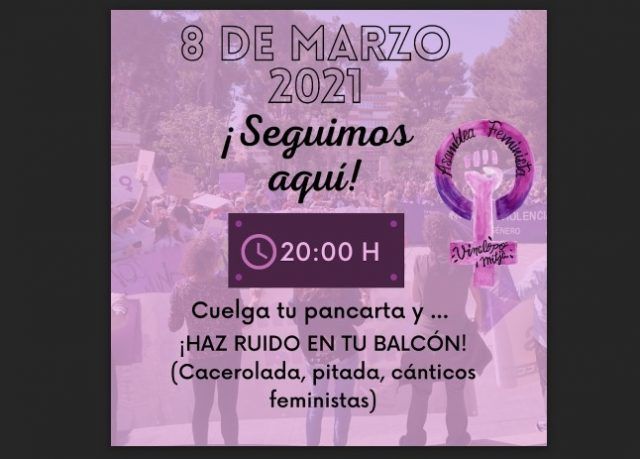 La Asamblea Feminista Vinalopó Mitjà convoca una manifestación desde los balcones para el 8 de marzo