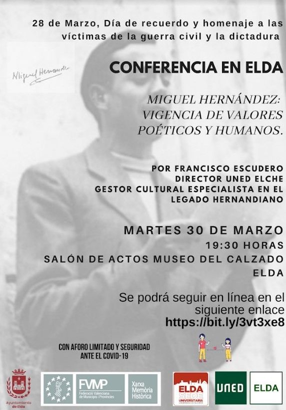 Conferencia sobre Miguel Hernández para conmemorar el Día de Recuerdo y Homenaje a las Víctimas de la Guerra Civil y la Dictadura