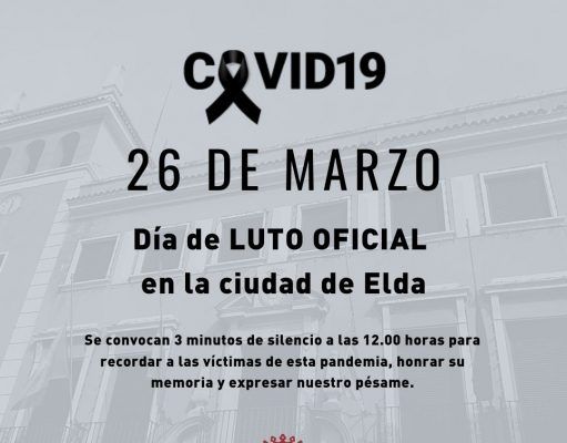 El Ayuntamiento de Elda decreta el próximo viernes día de luto oficial y convoca tres minutos de silencio tras superarse las cien víctimas mortales por el Covid-19 en la ciudad El Ayuntamiento de Elda decreta el próximo viernes día de luto oficial