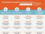 El plazo de admisión telemática en los centros eldenses de Infantil y Primaria dará comienzo el 25 de mayo y continuará hasta el 2 de junio Calendario de admisión y matriculación - Curso 2021-2022 Elda