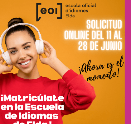 La Escuela Oficial de Idiomas de Elda abre el periodo de matriculación online para el próximo curso del 11 al 28 de junio La Escuela Oficial de Idiomas de Elda abre el periodo de matriculación online
