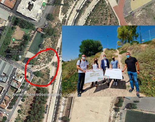 Una nueva rampa-escalera dará acceso a los Jardines del Peri desde el barrio de Huerta Nueva en Elda Una rampa con juegos infantiles, bancos, arbolado e iluminación LED conectará el barrio de Huerta Nueva con los jardines del Vinalopó