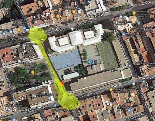 Remodelación de la calle Cervantes para mejorar los accesos al colegio público Padre Manjón en Elda Remodelación de la calle Cervantes en Elda