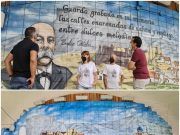 Un mural de 12 metros en honor a Emilio Castelar, en la cara posterior de la concha de la Plaza Castelar de Elda