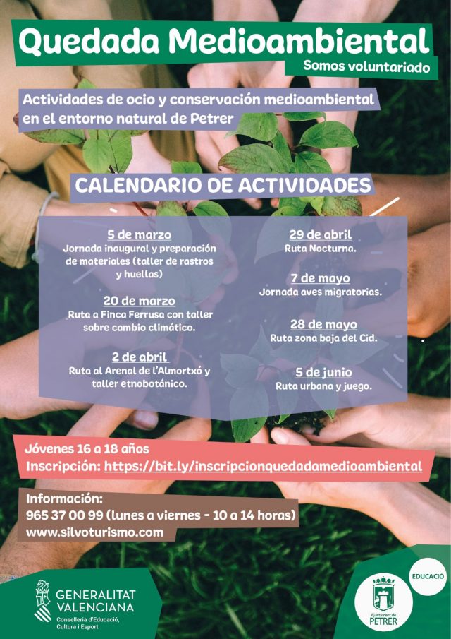 Petrer busca crear consciencia medioambiental entre sus jóvenes con actividades en contacto con el entorno natural del municipio Petrer busca crear consciencia medioambiental entre sus jóvenes con actividades en contacto con el entorno natural del municipio