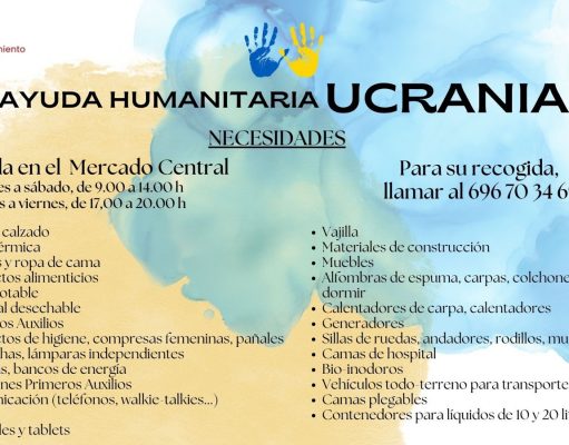 Habilitado un punto de recogida de alimentos y material de primera necesidad para Ucrania en el Mercado Central por el Ayuntamiento de Elda Ayuda Humanitaria para Ucrania en Elda