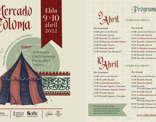 Elda regresa a la época de los Coloma con un mercado barroco que contará con más de 60 puestos de artesanía, títeres y malabaristas, actividades infantiles, personajes de época, música medieval y gastronomía Mercado Coloma Elda 2022