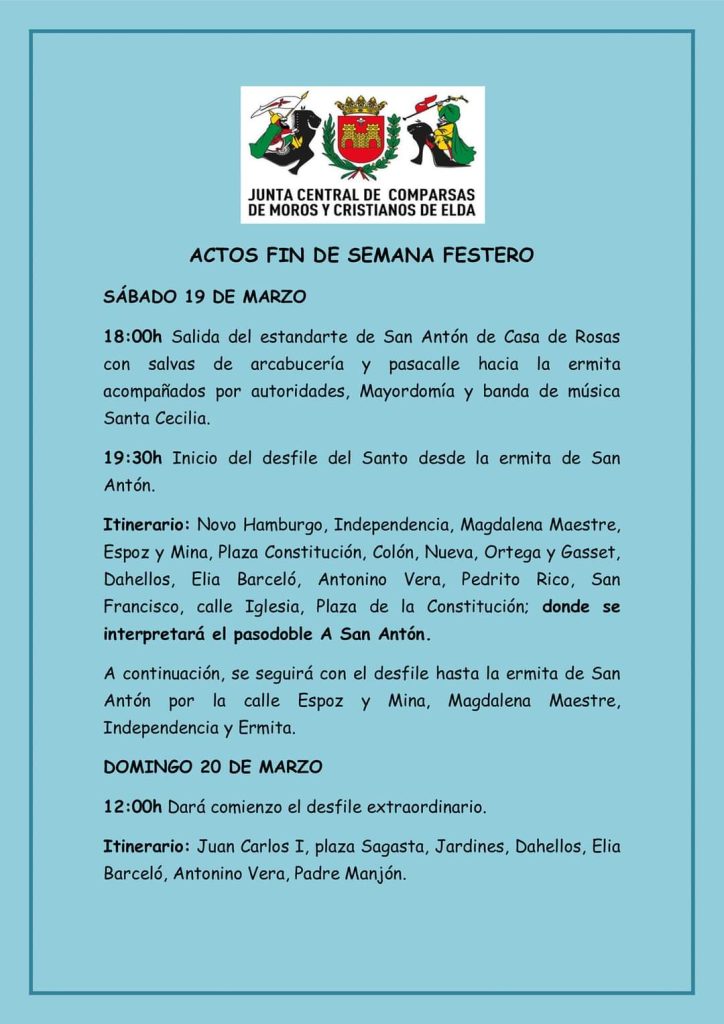 FIN DE SEMANA FESTERO MOROS Y CRISTIANOS ELDA FIN DE SEMANA FESTERO MOROS Y CRISTIANOS ELDA