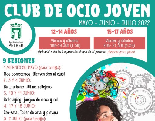 Petrer organiza un club de ocio para jóvenes de 12 a 17 años con multitud de actividades Club de ocio para jóvenes - Petrer