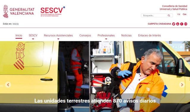 El Servicio de Emergencias Sanitarias de la Comunitat Valenciana estrena web