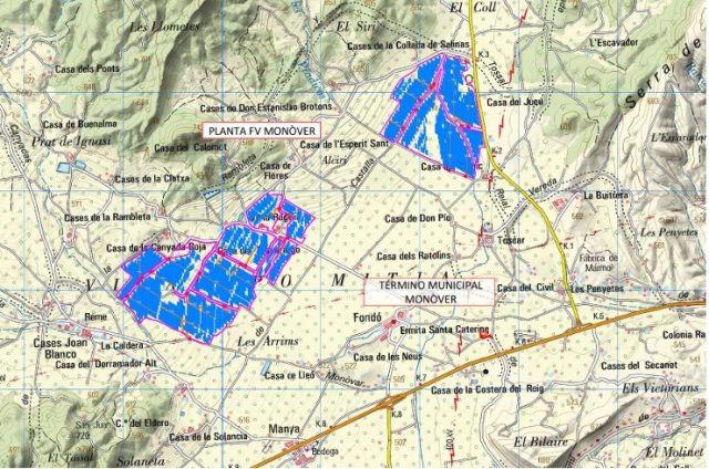 Plano de la planta solar fotovoltaica Monóvar