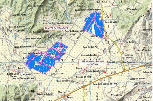 Plano de la planta solar fotovoltaica Monóvar