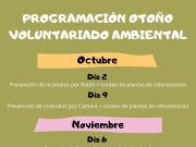 La Concejalía de Medio Ambiente da a conocer el calendario del voluntariado ambiental para el último trimestre de 2022 Calendario del voluntariado ambiental para el último trimestre de 2022