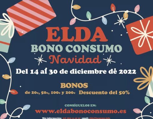 Elda pone en marcha el Bono Consumo Navidad con 266.868 euros para incentivar las compras navideñas en el comercio local BONO CONSUMO NAVIDAD ELDA 2022