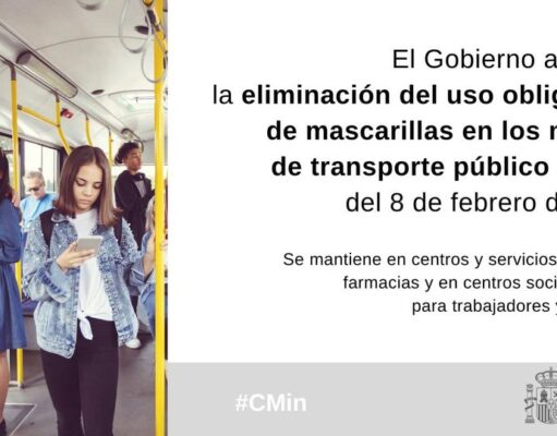 El Gobierno aprueba la eliminación del uso obligatorio de mascarillas en los medios de transporte público desde mañana, 8 de febrero.