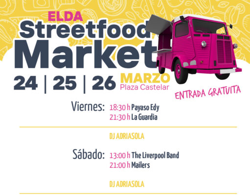 Vuelve a Elda la séptima edición del Street Food Market, del 24 al 26 de marzo con actuaciones musicales, humor y gastronomía internacional de calidad