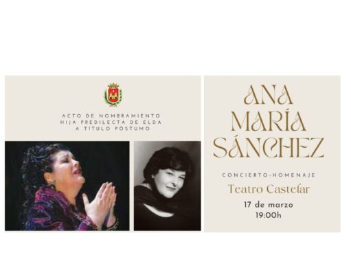 El Teatro Castelar acoge el próximo viernes, a partir de las 19.00 horas, el acto de nombramiento de Ana María Sánchez como Hija Predilecta de Elda Nombramiento de Ana María Sánchez como Hija Predilecta de Elda a título póstumo
