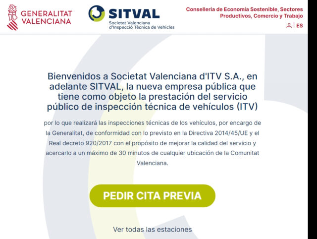 La Sociedad Valenciana de ITV pone en marcha una nueva web de cita previa