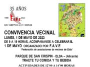 La FAVE y el Ayuntamiento de Elda organizan la tradicional convivencia vecinal con motivo del 1 de Mayo