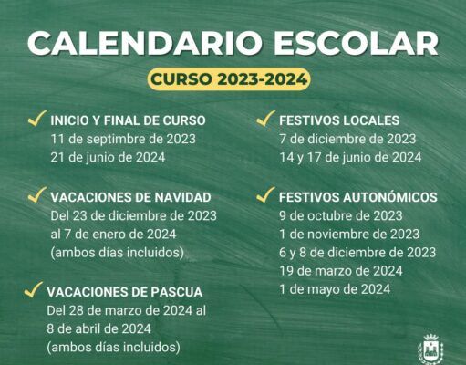 El Consejo Escolar Municipal acuerda que los días no lectivos del próximo curso sean el 7 de diciembre de 2023 y el 14 y 17 de junio de 2024